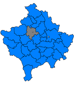 Location of the municipality of Skenderaj within Kosovo