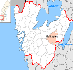 Falköpings kommuns läge i Västra Götalands län