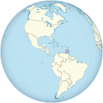 Grenada on the globe (Americas centered)