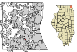 Location of Indian Creek in Lake County, Illinois.