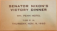 Ticket for victory celebration, 11/9/1950.