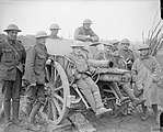 Gunners of the Royal Marine Artillery by a captured German 105 mm FH 98/09 field howitzer during the Battle of Arras, April 1917.