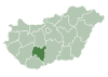 Map of Hungary highlighting Tolna County