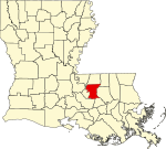 State map highlighting East Baton Rouge Parish