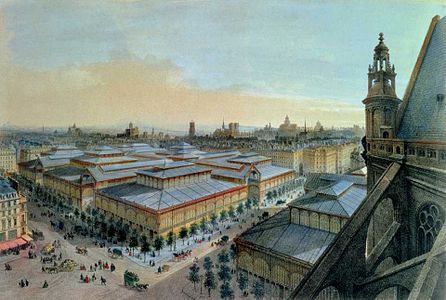 Les Halles di Victor Baltard (1853–70) viste dal tetto della chiesa di Saint-Eustache