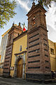 Baroque brick Parish of San Sebastián Mártir, Xoco in Mexico City, was completed in 1663[51]