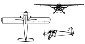 Orthographically projected diagram of the de Havilland Canada DHC-2 Beaver