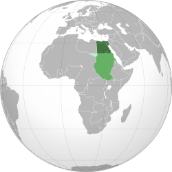 Hijau: Kerajaan Mesir Hijau muda: Kondominium Sudan British-Mesir Hijau pucat: Diserahkan kepada Afrika Utara Itali pada tahun 1919.