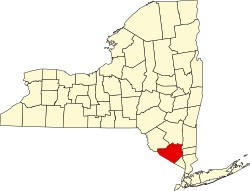 map of New York highlighting Orange County