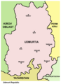 Mapa dela Udmurtia enel ke aparese Izhevsk