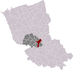 Location of Cassel in the arrondissement of Dunkirk