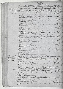 Mention de la création d'Alexandre le Grand, des revenus des représentations, puis du « complot » de Racine dans le registre de La Grange