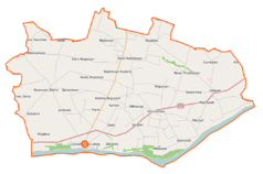 Mapa konturowa gminy Czerwińsk nad Wisłą, na dole znajduje się punkt z opisem „Zdziarka”