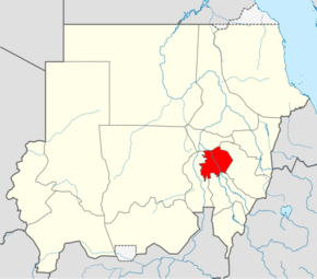 Harta statului Al Jazirah (Gezira) în cadrul Sudanului