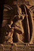 A sculpture adorning entrance wall of Kolarmma Temple