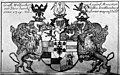 Wappen, das der Fürstin von Anhalt-Bernburg-Schaumburg-Hoym 1705 als gebürtigen Gräfin von Weede verliehen wurde