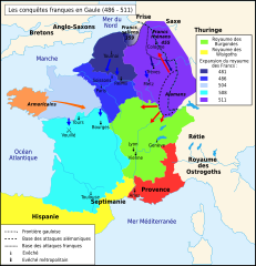 Expansion successive du royaume franc par Clovis Ier.