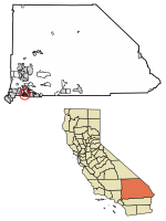 Location of Colton in San Bernardino County, California.