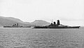Kapal tempur kelas Yamato saat di Kepulauan Truk. (Yamato ada di belakang Musashi)