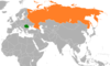 Location map for Romania and Russia.