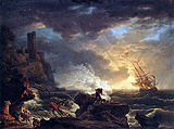 Joseph Vernet, 1759, Shipwreck; the 18th-century "sublime"
