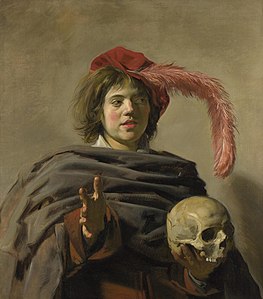 The song's theme has been compared to the scene in Hamlet with Yorick's skull.[18] Painting Young Man with a Skull by Frans Hals, c. 1626