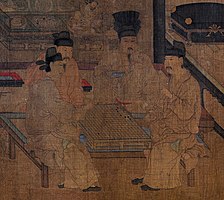 Li Jing playing Go with his brothers. Detail from a painting by Zhou Wenju (fl. 942–961 CE), Southern Tang dynasty.