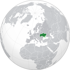 유럽 내 우크라이나(짙은 녹색)의 위치