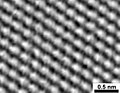 Scanning tunneling microscope image of graphite surface atoms