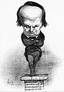 Karikatúra Victora Huga z júla 1849. Hugo podporoval Ľudovíta Napoleona vo voľbách do funkcie prezidenta, ale po štátnom prevrate odišiel do exilu a stal sa jeho najhorším a najvýraznejším nepriateľom.