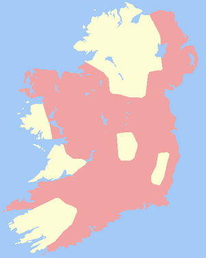 Карта манора Ірландыя на 1300 год, год яго максімальнага пашырэння