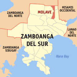 Mapa ning Zamboanga del Sur ampong Molave ilage