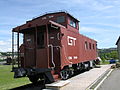 A GTW caboose, on permanent display at a tourist information center in Rivière-du-Loup, Quebec.