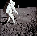 Image 23Buzz Aldrin taking a core sample of the Moon during the Apollo 11 mission (from Space exploration)