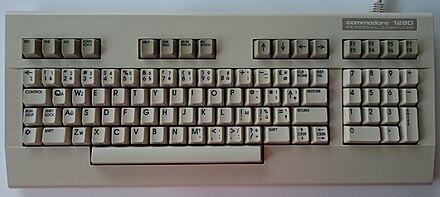 C128D-Tastatur mit Overlays der in Frankreich und Belgien üblichen AZERTY-Tastaturbelegung