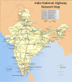 Image 3 Indian highways Map credit: PlaneMad A map of Network of National Highways in India, including NHDP projects up to phase IIIB, which is due to be completed by December 2012. The National Highways are the main long-distance roadways and constitute a total of about 58,000 km (36,250 mi), of which 4,885 km (3,053 mi) are central-separated expressways. Highways in India are around 2% of the total road network in India, but carry nearly 40% of the total road traffic. More selected pictures