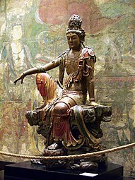Guanyin of the southern seas (Chinese), 11th-12th centuries, painted and gilded wood, Nelson-Atkins Museum of Art, Kansas City, USA[20]