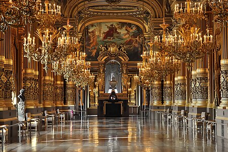 Charles Garnier'nin ilk mimari eseri Palais Garnier'nin içinde yer alan büyük salonu Le Grand Foyer (9e arrondissement de Paris) (Üreten:Eric Pouhier)