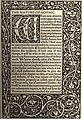 The Nature of Gothic by John Ruskin, printed by Kelmscott Press. First page of text, with typical ornamented border