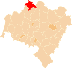Głogów County (red) within Lower Silesian Voivodeship