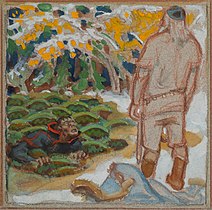 Joukahainen in the mire, Great Kalevala by Akseli Gallen-Kallela, 1925
