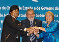Image 13Left-leaning leaders of Bolivia, Brazil and Chile at the Union of South American Nations summit in 2008 (from History of Latin America)