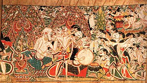 Princess Sekar Taji and Panji meet in Paluhamba market, 17th century