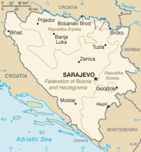 Мапа Босьніі і Герцагавіны