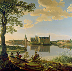 Frederiksborg Castle (with Frederick III of Denmark on horseback) by Lazarus Baratta, 1652