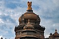 The State Emblem atop the dome of Vidhana Soudha, seat of the state legislature of Karnataka
