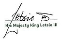 Assinatura de Letsie III