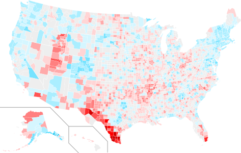 County swing from 2016 to 2020