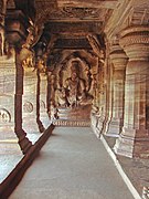 Vishnu image inside the Badami Cave Temple Complex. Example of Indian rock-cut architecture