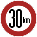 Verbot der Über­schrei­tung bestimmter Fahr­geschwindig­keiten;[10] gültig ab 1956 in der BRD